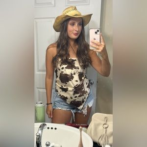 Cowhide size small silk bandana top